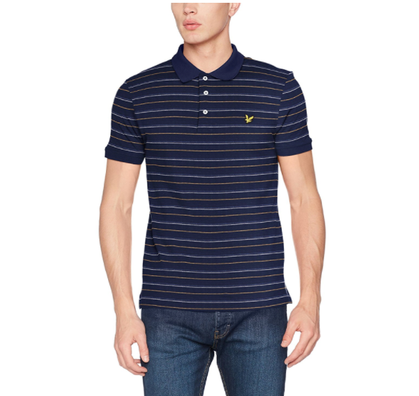 限M码，Lyle & Scott  苏格兰金鹰 男士弹力棉条纹POLO衫 prime会员免费直邮到手208元