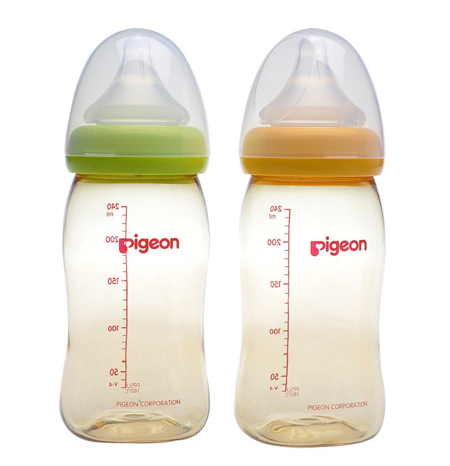 PIGEON 贝亲 自然实感 宽口径PPSU奶瓶配硅胶M奶嘴 绿色 240ml*3个￥184.8包邮