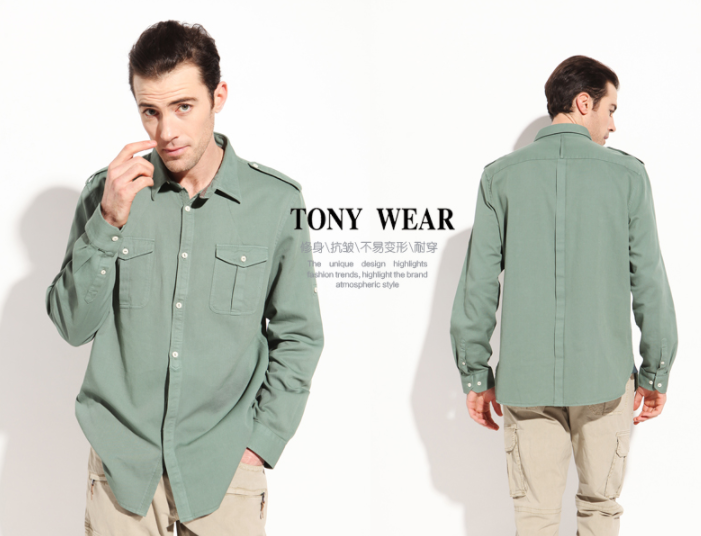Tommy Hilfiger制造商，TONY WEAR 汤尼威尔 男士全棉长袖衬衫 2色￥69包邮（需领￥100优惠券）
