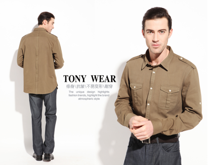 Tommy Hilfiger制造商，TONY WEAR 汤尼威尔 男士全棉长袖衬衫 2色￥69包邮（需领￥100优惠券）