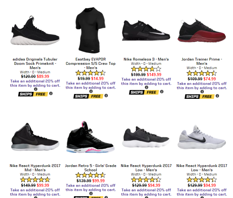 Eastbay清仓区男女鞋服 Nike、Jordan、Under Armour、New Balance、ADIDAS等额外8折
