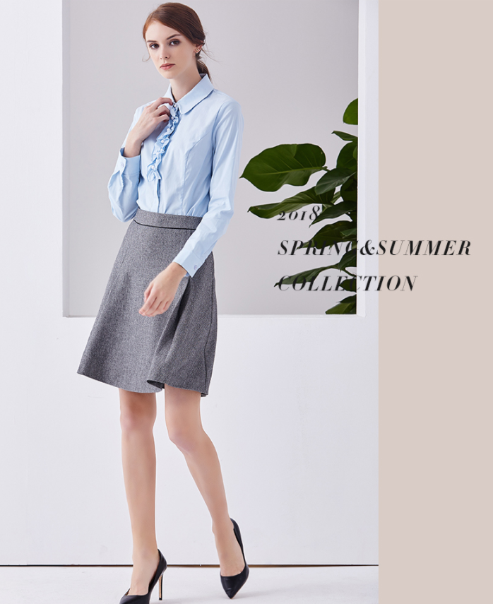 2018春季新款，D．F．DEAR 德菲蒂奥 浅灰色半身裙A字型裙￥159包邮（需领￥100优惠券）