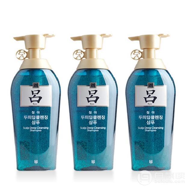 韩国RYOE 茉莉 绿吕洗发水 500ml*3瓶*2件￥160含税包邮（双重优惠）