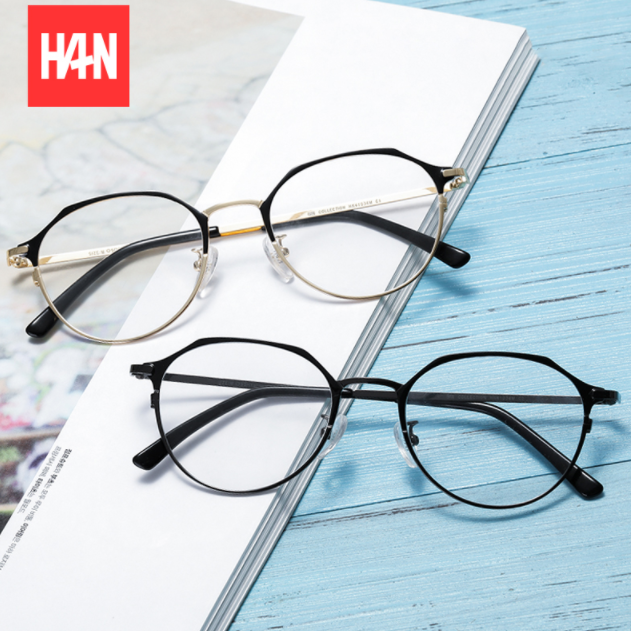 HAN 汉代 HN41036 复古眼镜架+1.56非球面防蓝光镜片 多色￥69包邮（需领￥100优惠券）