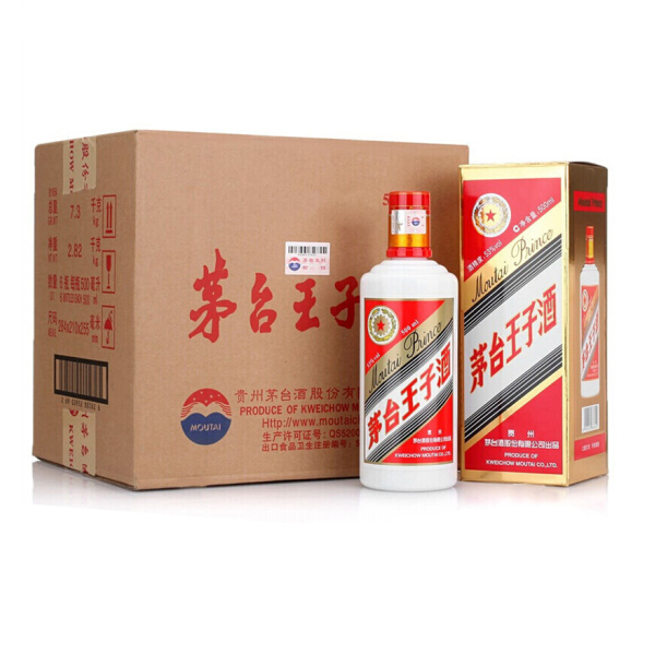 茅台 王子酒 53°酱香型白酒 500ml*6瓶 608元包邮101.3元/瓶包邮（双重优惠）