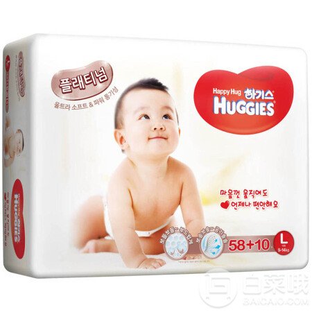 韩国进口，HUGGIES 好奇 铂金装纸尿裤 L68片*3包 ￥246.94含税包邮82元/包（需用券）