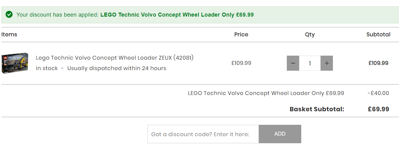 8月新品，LEGO 乐高 Technic科技系列 42081 沃尔沃概念式装载机 £69.99+1.99（需用码）免费直邮到手645元
