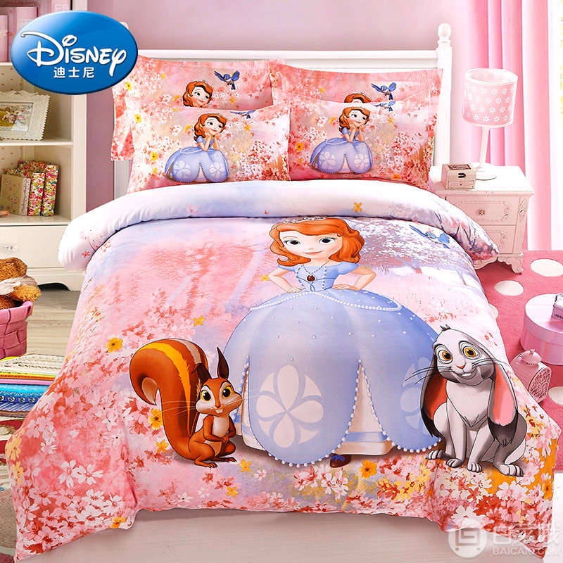 Disney 迪士尼 官方授权儿童床上用品磨毛三/四件套 1.0~1.8米 男女童多款119~148包邮（需用优惠券）