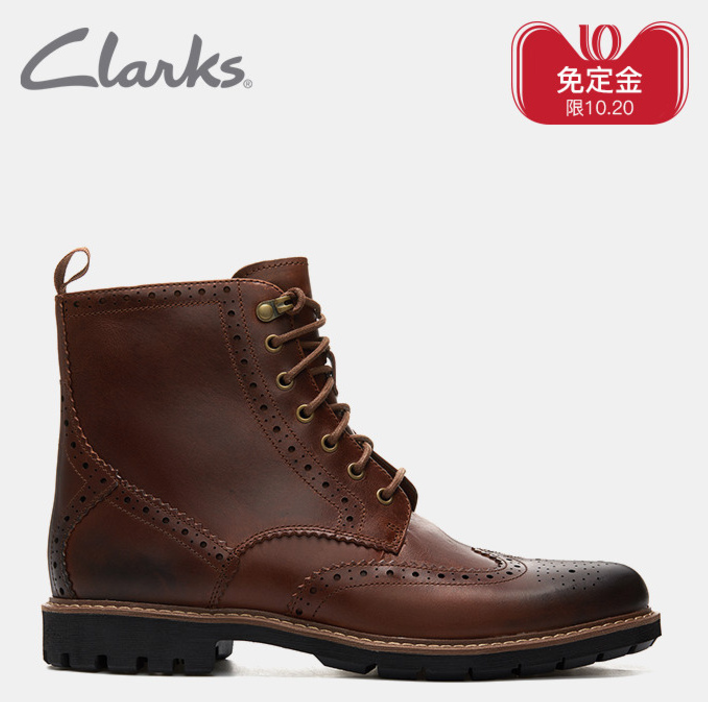 18双十一预售，Clarks 其乐 Batcombe Lord男士系带工装马丁靴 3色549元包邮（限今天免定金）