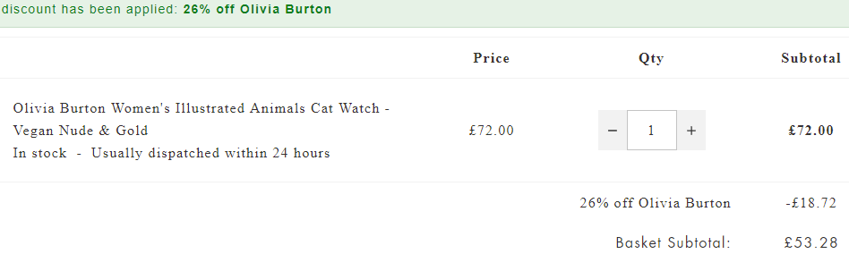 Olivia Burton 18年新款 Illustrated Animals Cat 女士时尚腕表 £53.28（需用码）免费直邮到手478元
