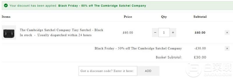 The Cambridge Satchel 全线5折，女士真皮小号单肩包 多色 史低£30凑单免费直邮到手268元