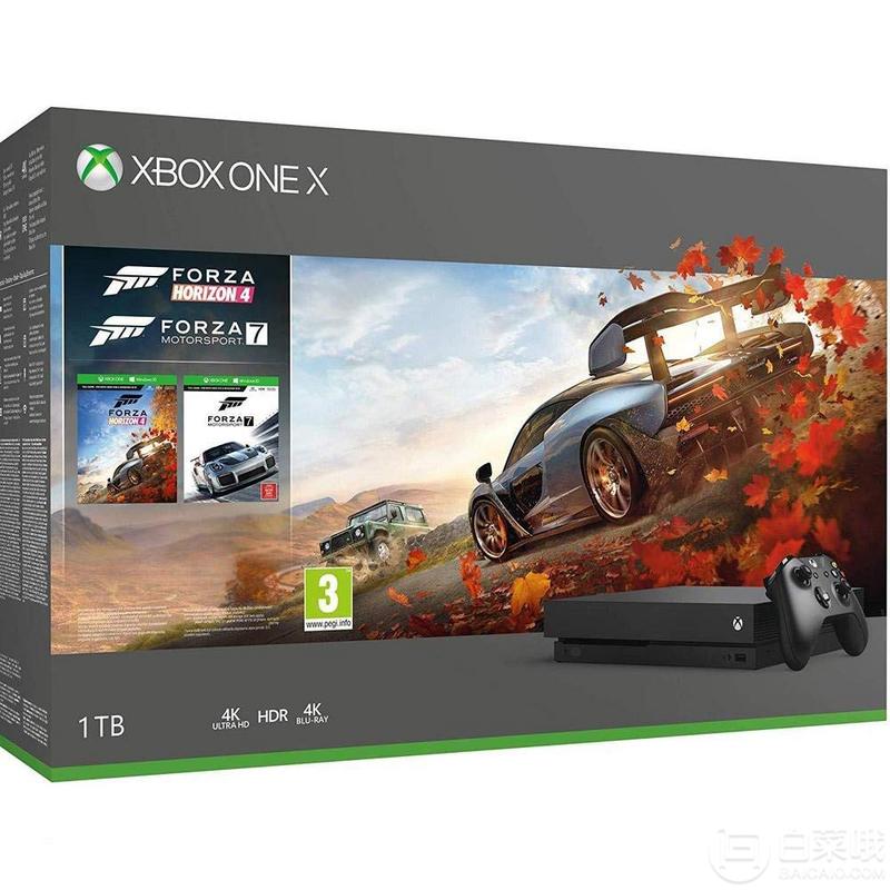 Microsoft 微软 Xbox One X 1TB 游戏主机 《极限竞速4》+ 《极限竞速7》同捆版史低2606元
