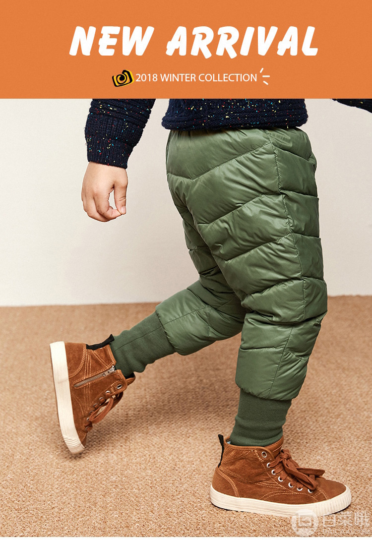 巴拉巴拉 秋冬新款儿童保暖加厚羽绒裤 2色84元包邮（需用优惠券）