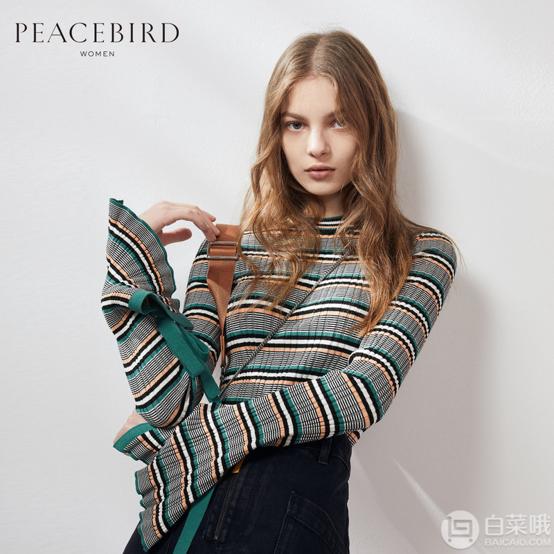 太平鸟 2019春季新款女式圆领条纹针织衫 2色139元包邮（需用券）