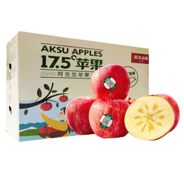农夫山泉 17.5°阿克苏巨无霸苹果礼盒 约5kg （12粒装）凑单低至99.5元/件（需领券）