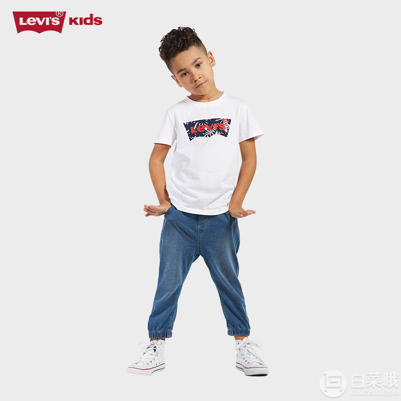 Levi's 李维斯 男童松紧腰针织牛仔七分裤 82621KS500 2色99元包邮（需领券）