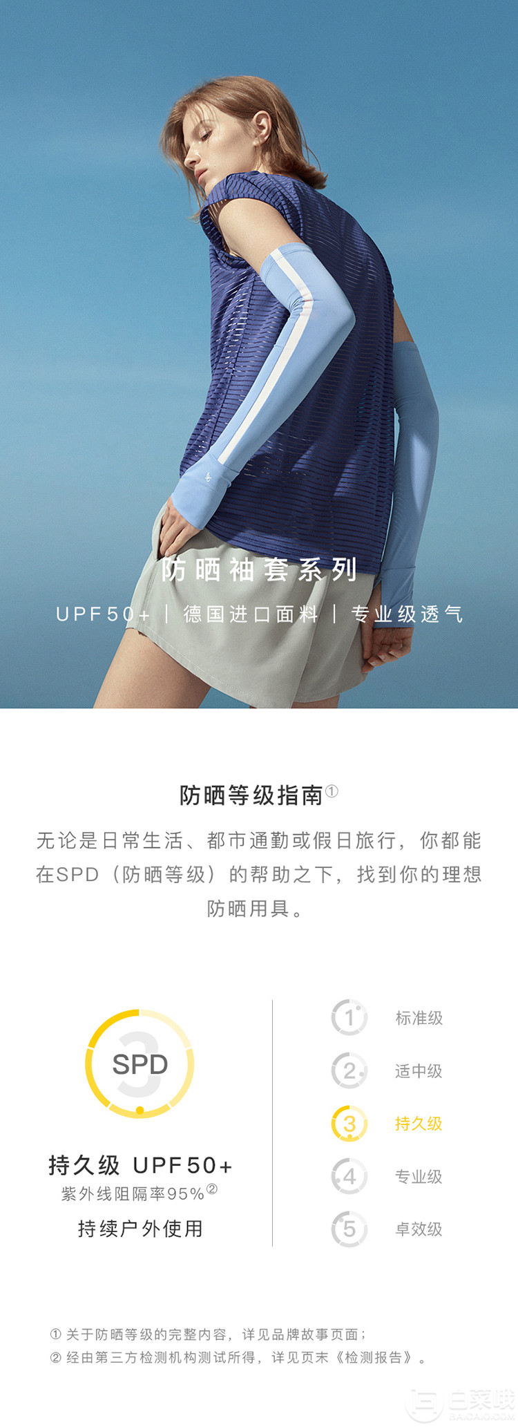 蕉下 防紫外线透气防晒冰丝袖UPF50+ 2只装 2色39元包邮（需领券）