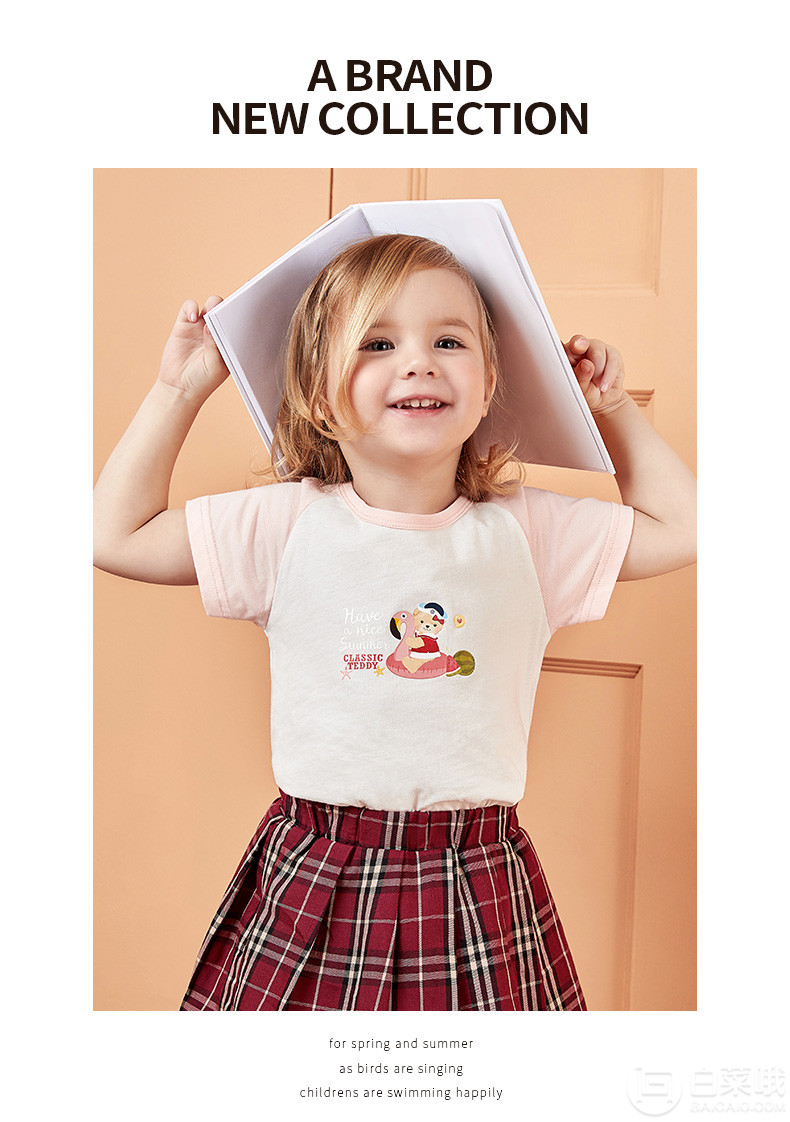 2019新款，ClassicTeddy 精典泰迪 男女中小童纯棉短袖t恤*2件 多款29.9元包邮（双重优惠）