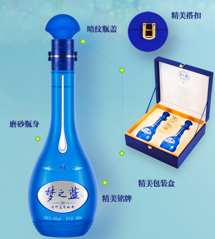 洋河 梦之蓝M6 45度 浓香型 礼盒装 500ml*2瓶 含礼袋999元包邮（双重优惠）