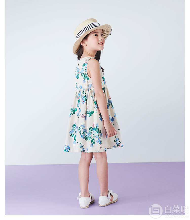 A类品质，日本超高人气童装品牌 petitmain 女童花朵无袖纯棉连衣裙史低69元包邮（双重优惠）
