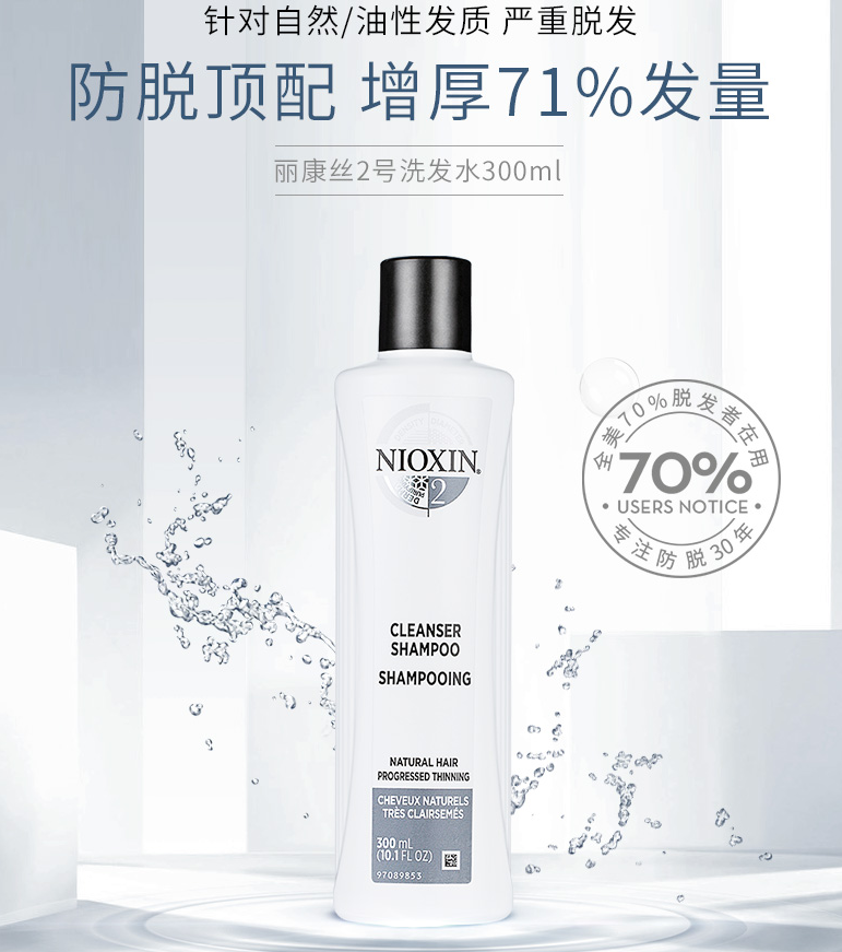 旗舰店出品，Nioxin 俪康丝 2号洗发水 蓬松止痒 300ml98元包邮包税（需领券）