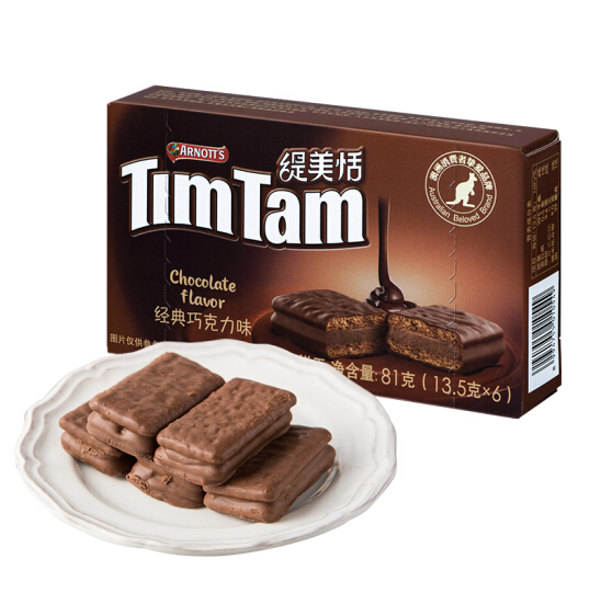 澳洲进口，Timtam 缇美恬 巧克力涂层夹心饼干 81g *20件 74元3.7元/件（双重优惠）