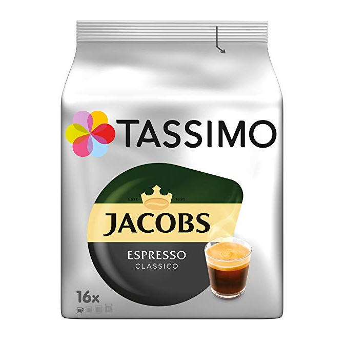 PRIMEDAY特价，Tassimo Jacobs 经典意式咖啡 16个*5袋190.9元