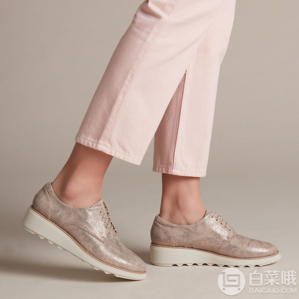 UK4码，Clarks 其乐 Sharon Crystal 女款坡跟休闲鞋181.93元