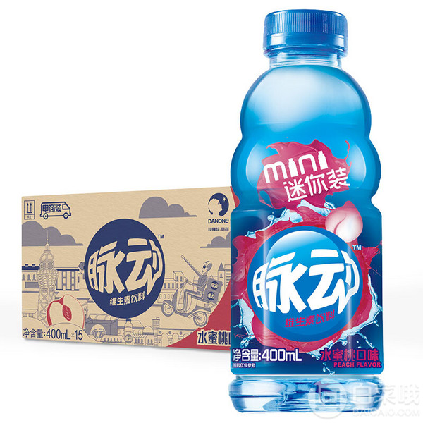 脉动（Mizone）维生素功能饮料 水蜜桃口味 400ml*15瓶*4件 104.88元包邮折合新低26.22元/件