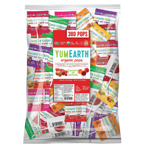 (●—●)大白同款，YumEarth 有机天然果味棒棒糖5磅装（约300支）新低171.5元