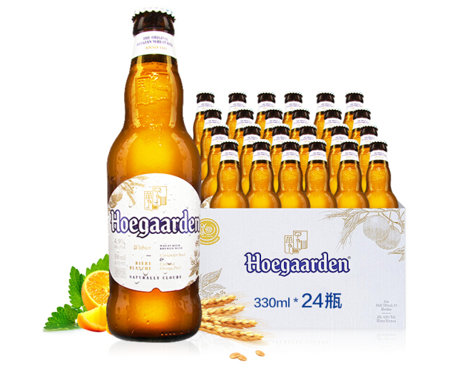Hoegaarden 福佳 精釀啤酒 330ml*24瓶 *5件 送福佳玫瑰rosee 248ml*6瓶+八方啤酒杯510元包郵（102元/件）