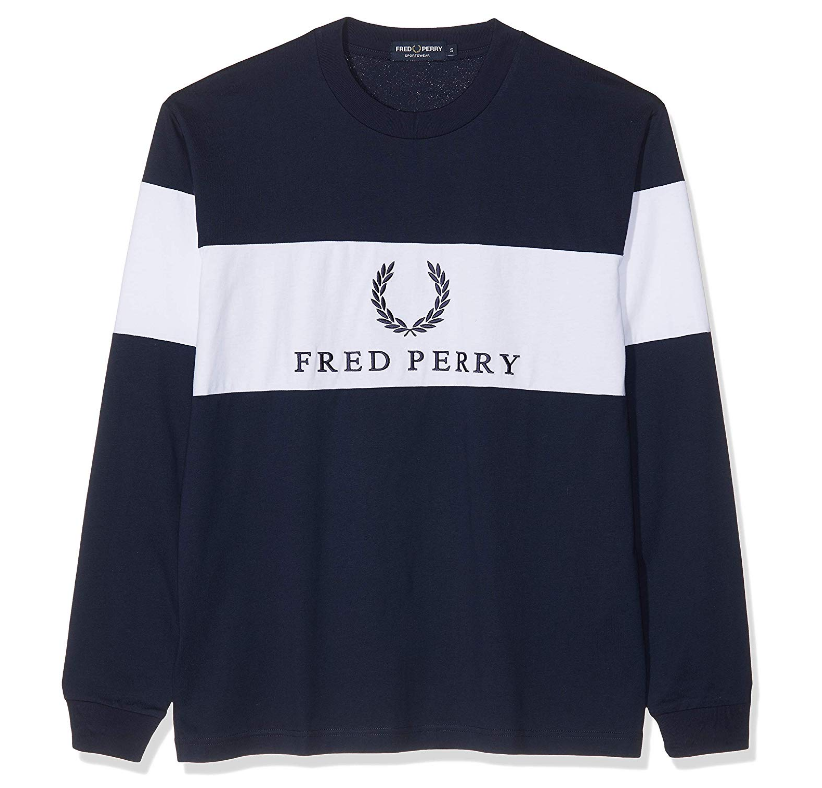S/M码，Fred Perry 佛莱德·派瑞 男士撞色纯棉长袖T恤M5510467.91元