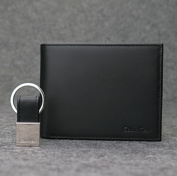 Calvin Klein 男士皮革折叠短款钱包 带钥匙扣 79740新低123.46元