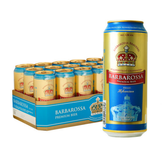 Barbarossa 凯尔特人 德国进口 小麦白啤酒 500ml*18听 *3件97元（合32.33元/件）