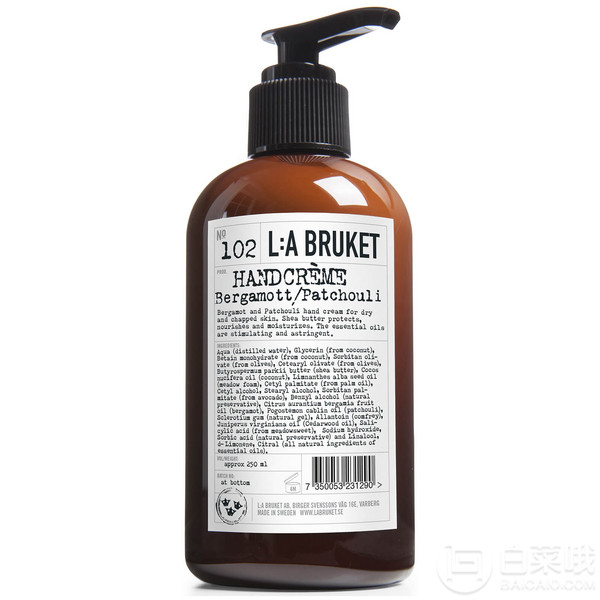 L:A BRUKET 天然有机佛手柑广藿香护手霜 250ml £26.6（需用码）凑单直邮到手约242元