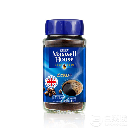 英国进口，麦斯威尔 速溶香醇咖啡200g*4瓶149.6元包邮