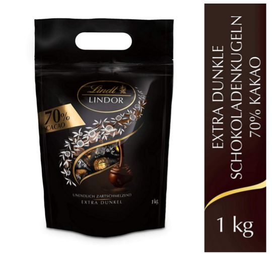 Lindt 瑞士莲 Lindor系列 特浓黑巧克力 70% 80颗（共1000g）129.48元