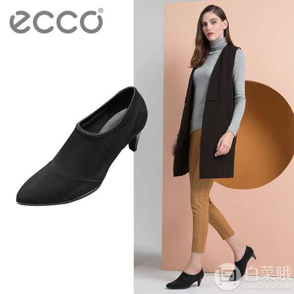 37码，ECCO 爱步 Shape 55型塑系列 女士真皮粗跟单鞋448.63元