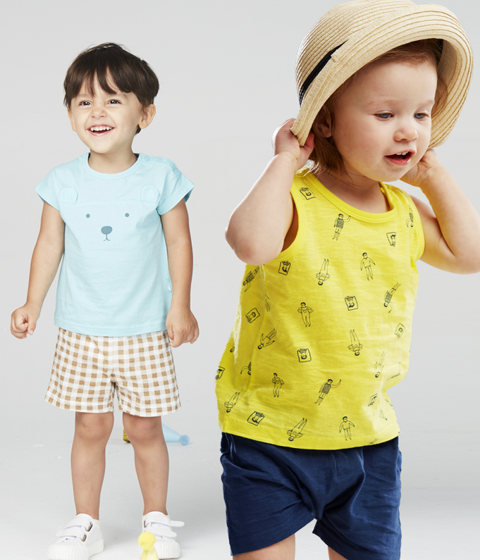 韩国TOP童装品牌，Happyland 中小童印花洋气两件套49.9元包邮（需领券）