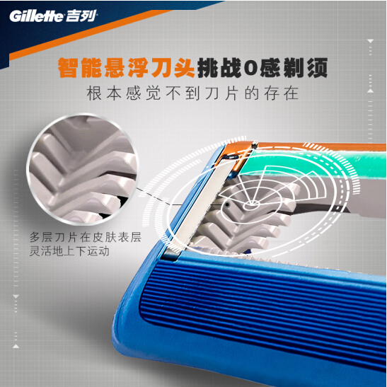 Gillette 吉列 Fusion5 锋隐 手动剃须刀套组（1刀架+16刀头）新低229.41元
