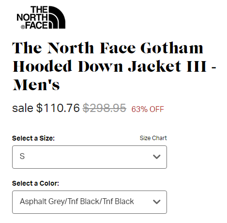 <span>反季白菜！</span>The North Face 北面 Gotham III 男士550蓬带毛领连帽羽绒服A33RG 新低0.78约785元