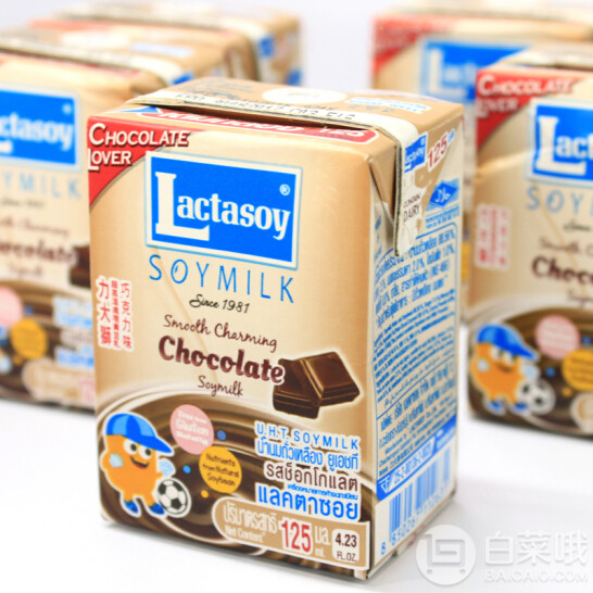 泰国进口，Lactasoy 力大狮 巧克力味豆奶 125ml*6盒*13105.83元