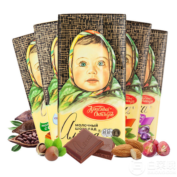 俄罗斯进口，Alenka 爱莲巧 大头娃娃 纯可可脂巧克力85g*6块29.9元包邮（需领券）