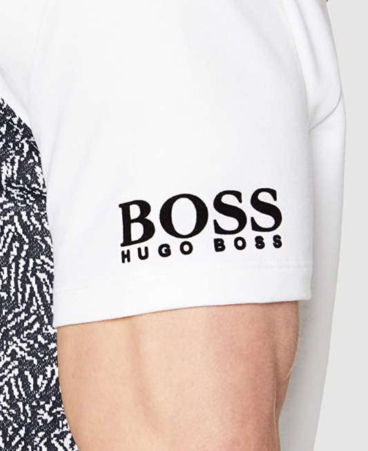 XL码，BOSS Hugo Boss 雨果·博斯 Jacquard 男士提花拼接连帽短袖运动衫折后新低339.03元（3件92折）