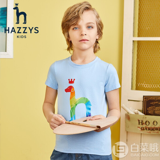 2020夏季新品，Hazzys 哈吉斯 男女童短袖T恤 多色84元包邮