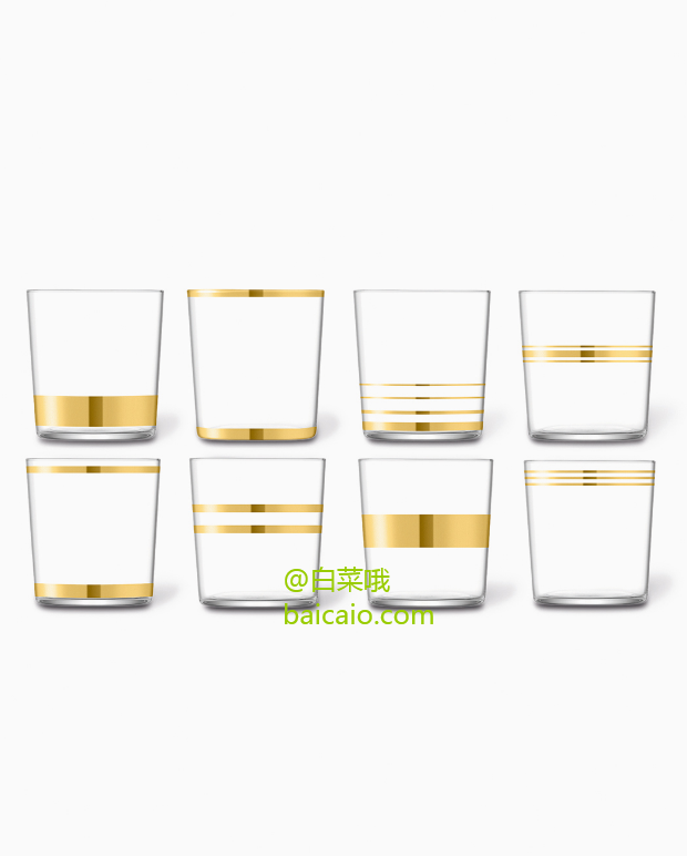LSA International 国际空间 Deco系列 金色玻璃水杯礼盒套装 390ml*8个新低280.98元