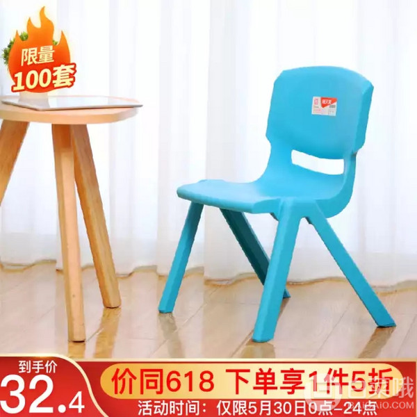PLUS会员，Citylong 禧天龙 D-2019 儿童塑料靠背凳子*2件59.8元（合29.9元/件）