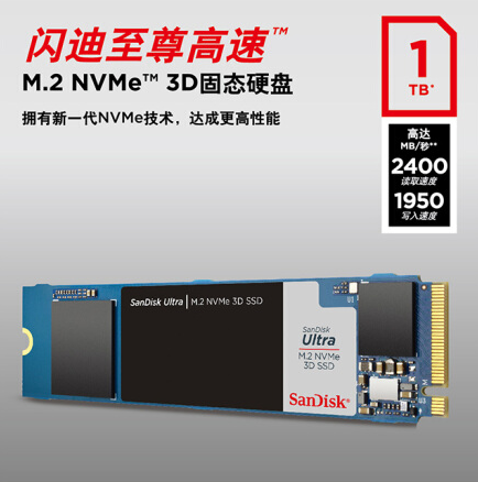 SanDisk 闪迪 至尊高速系列 M.2 NVMe 固态硬盘 1TB新低519元包邮（粉丝价）