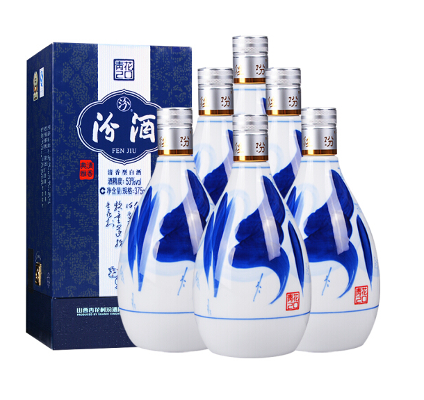 汾酒 53度 20年青花瓷 清香型白酒 375ml*6瓶1407元包邮（合234.5元/瓶）