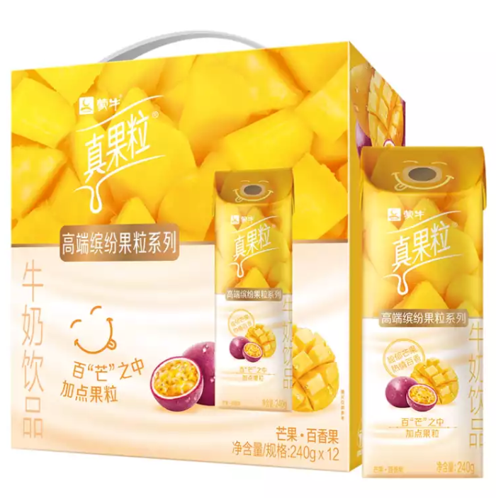 蒙牛 真果粒 高端缤纷果粒系列牛奶饮品（芒果百香果）240g*12盒*4件116.2包邮（新低29.05元/件）